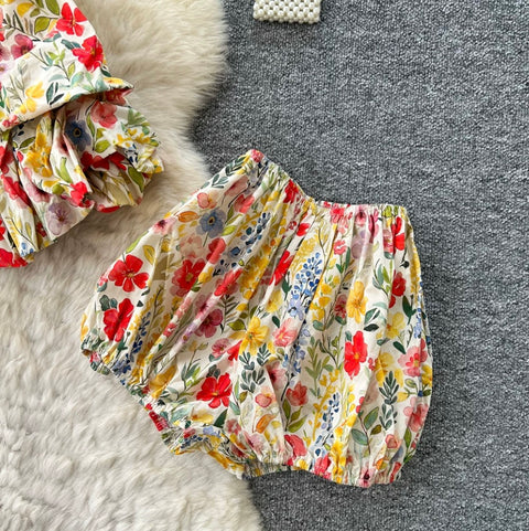Casual Vest & Shorts Floral 2Pcs