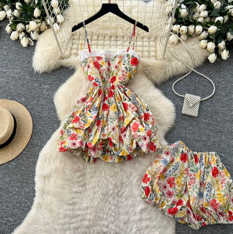 Casual Vest & Shorts Floral 2Pcs