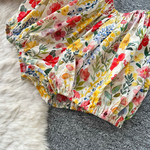 Casual Vest & Shorts Floral 2Pcs