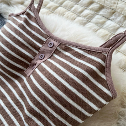 Striped Print Camisole & Skirt 2Pcs