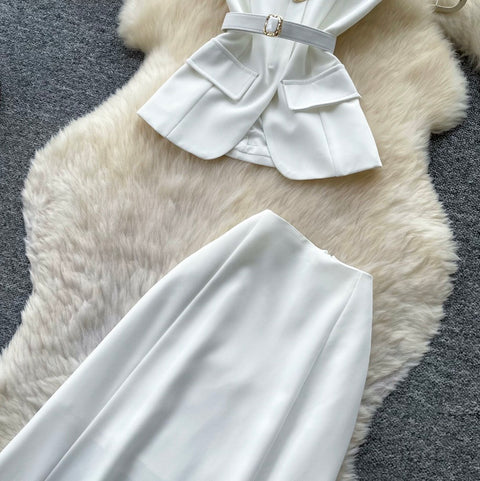 White Bustier & Skirt Elegant 2Pcs