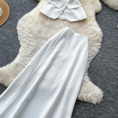 White Bustier & Skirt Elegant 2Pcs