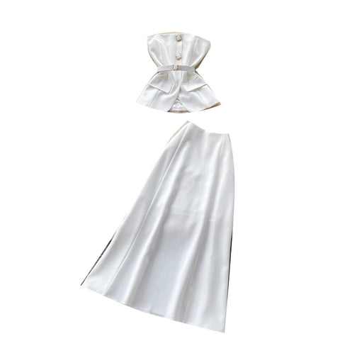 White Bustier & Skirt Elegant 2Pcs