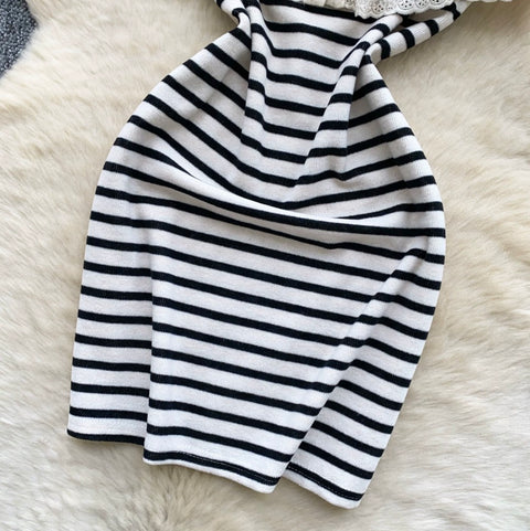 Faux Two-pieces Striped Slip Dress
