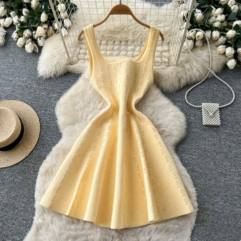 Simple Design Beaded Vest Dress