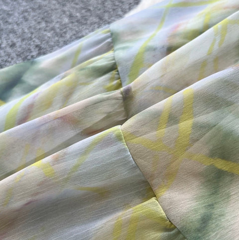 Colorful Tie-dye Lace-up Dress