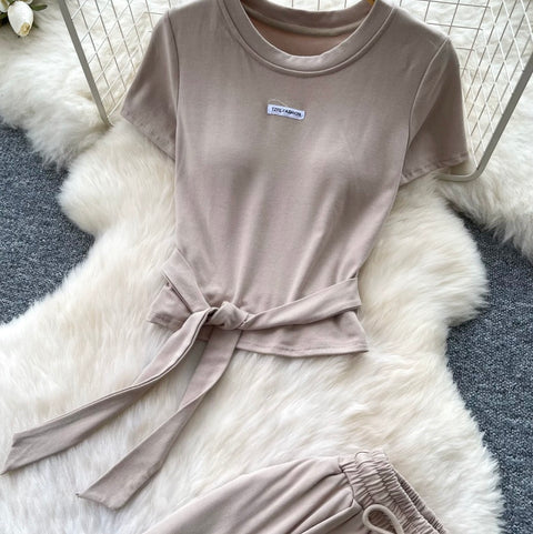 Padded T-shirt & Casual Trousers 2Pcs