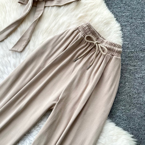 Padded T-shirt & Casual Trousers 2Pcs