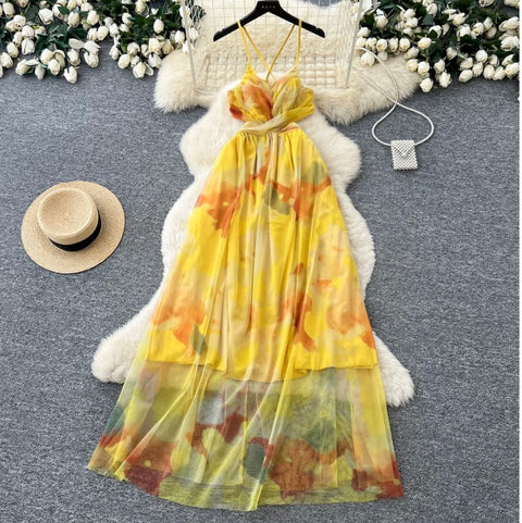 Sweetie Tie-dye Mesh Slip Dress