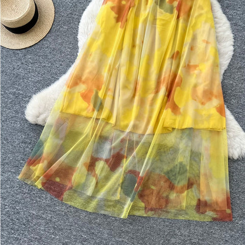 Sweetie Tie-dye Mesh Slip Dress