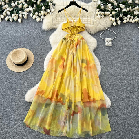 Sweetie Tie-dye Mesh Slip Dress