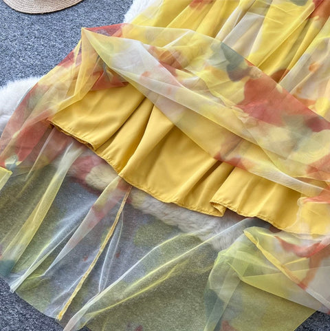 Sweetie Tie-dye Mesh Slip Dress