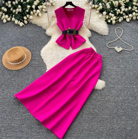 Vest & A-line Skirts OL 2Pcs