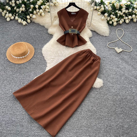 Vest & A-line Skirts OL 2Pcs