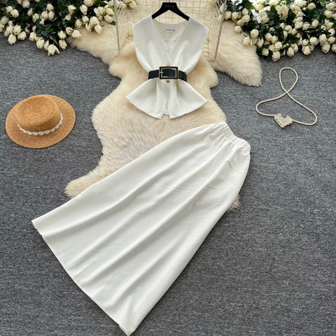 Vest & A-line Skirts OL 2Pcs