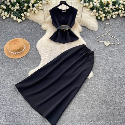 Vest & A-line Skirts OL 2Pcs