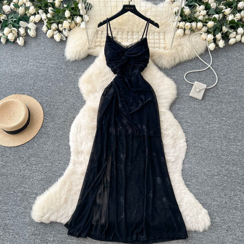 French Style Knotted Lace Slip Dress