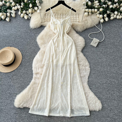 French Style Knotted Lace Slip Dress