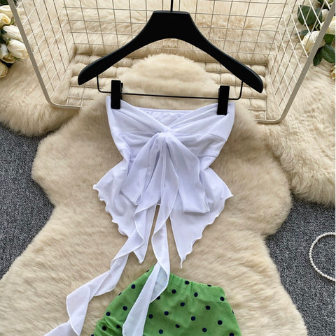 Bow-tie Top & Polka Dot Skirt 2Pcs