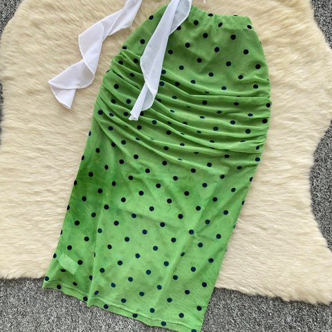 Bow-tie Top & Polka Dot Skirt 2Pcs