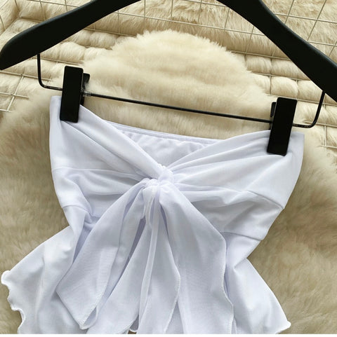 Bow-tie Top & Polka Dot Skirt 2Pcs