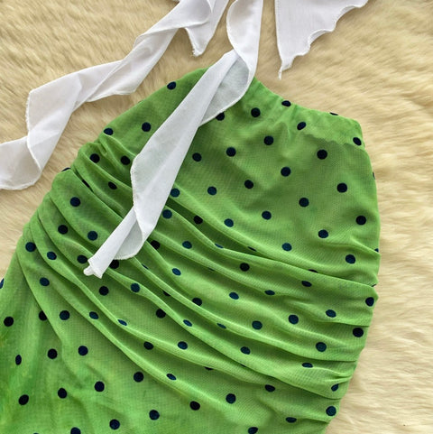 Bow-tie Top & Polka Dot Skirt 2Pcs