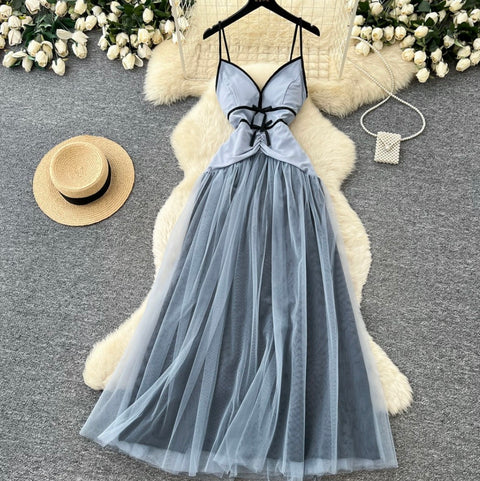 Fairy Blue Mesh Slip Dress