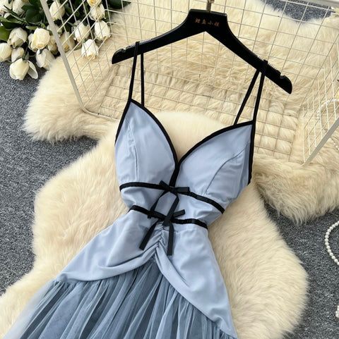 Fairy Blue Mesh Slip Dress