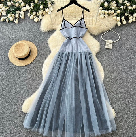 Fairy Blue Mesh Slip Dress