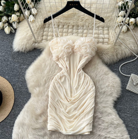 Sexy 3D Pleated Slip Dress