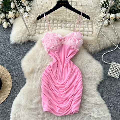 Sexy 3D Pleated Slip Dress