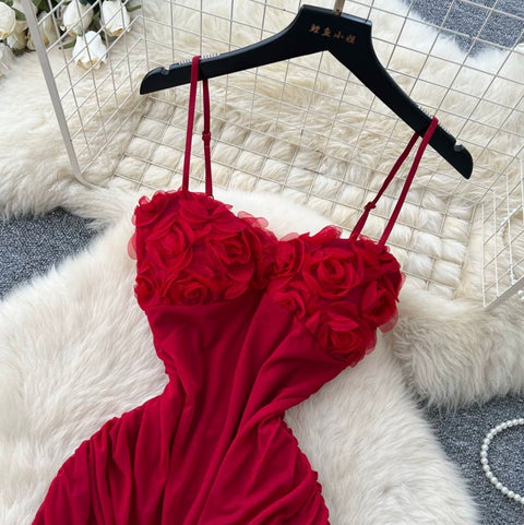 Sexy 3D Pleated Slip Dress