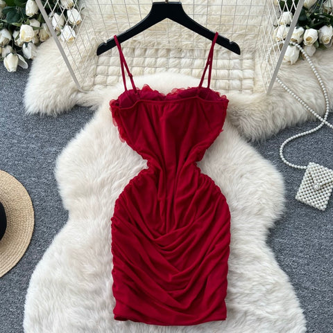 Sexy 3D Pleated Slip Dress