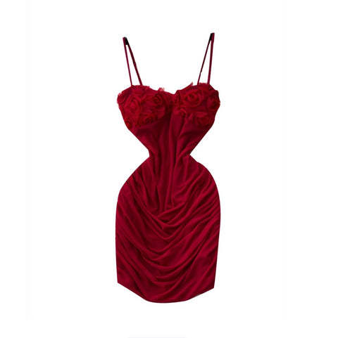 Sexy 3D Pleated Slip Dress