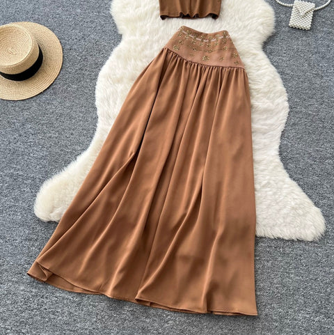 V-neck T-shirt & Skirt 2Pcs