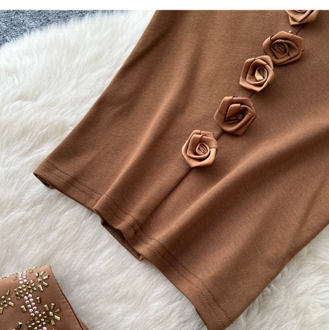 V-neck T-shirt & Skirt 2Pcs