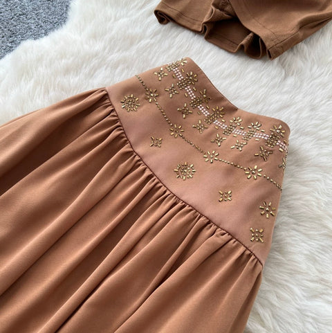 V-neck T-shirt & Skirt 2Pcs