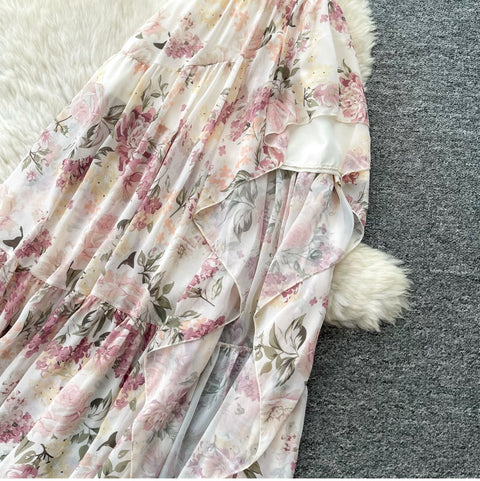 Off-shoulder Top & Skirt Floral 2Pcs