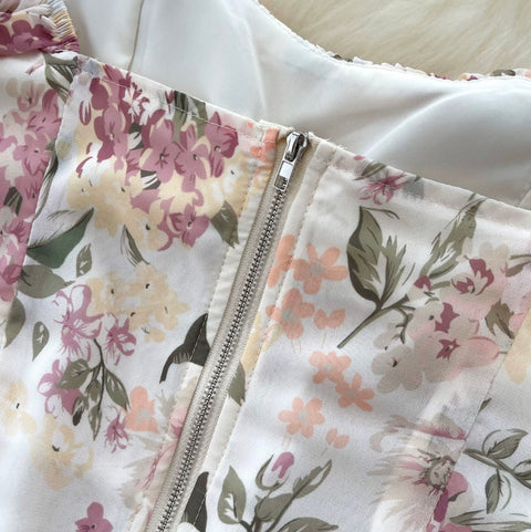 Off-shoulder Top & Skirt Floral 2Pcs