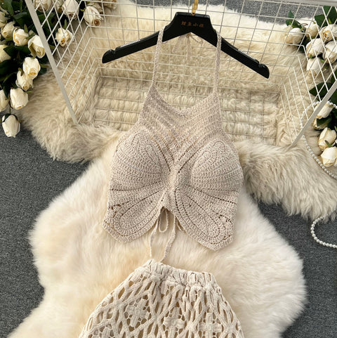 Bohemian Camisole & Skirt Hollowed 2Pcs