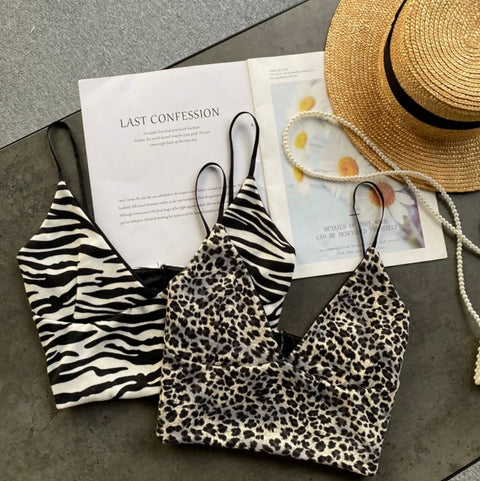 Deep V-neck Leopard Print Vest
