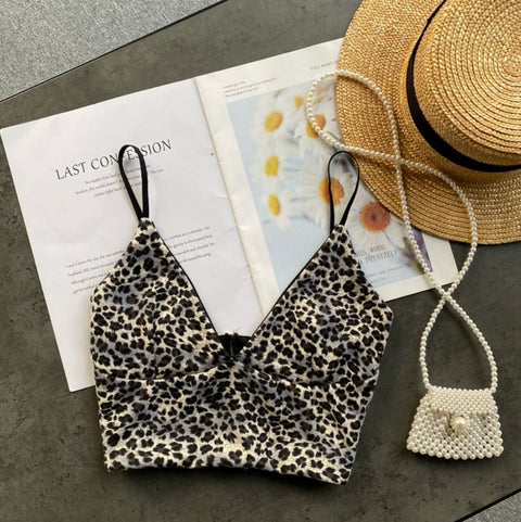 Deep V-neck Leopard Print Vest