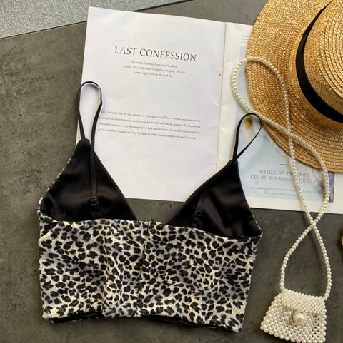 Deep V-neck Leopard Print Vest
