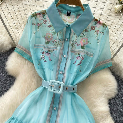Courtly Floral Print Shirt Dress