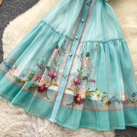 Courtly Floral Print Shirt Dress