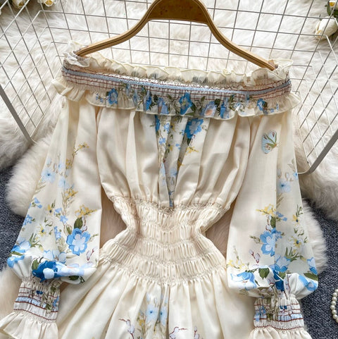 Elegant Off-shoulder Print Dress