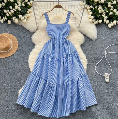 Mori Blue Stripe Slip Dress