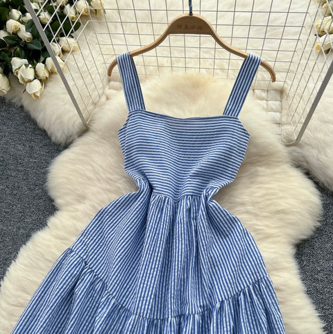 Mori Blue Stripe Slip Dress