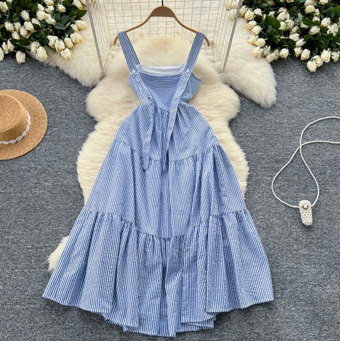 Mori Blue Stripe Slip Dress