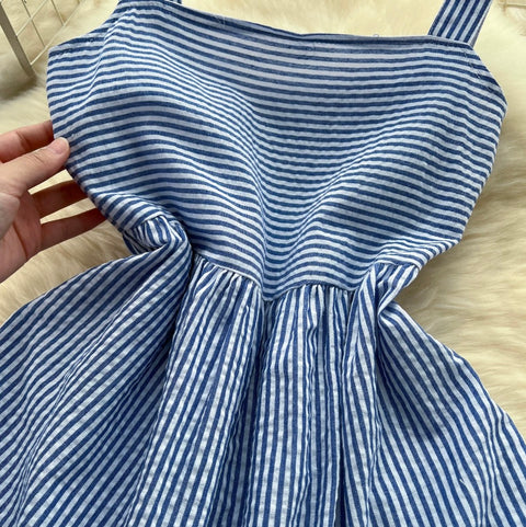 Mori Blue Stripe Slip Dress